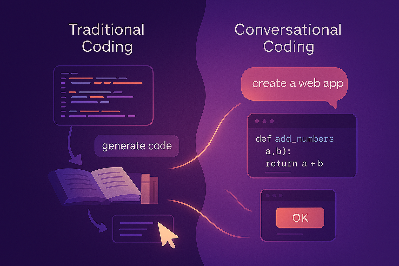 Traditional coding path versus vibe coding path comparison
